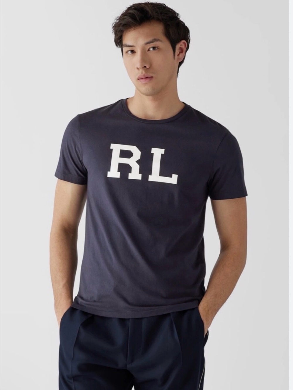 Polo Ralph Lauren Logo RL Slim Fit Navy Tee Shirt Size XL